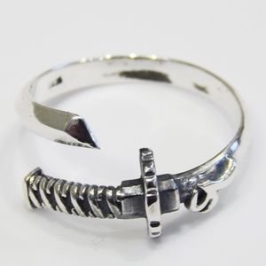 100% 925 Silver Samurai Pirate Sword Open Ring